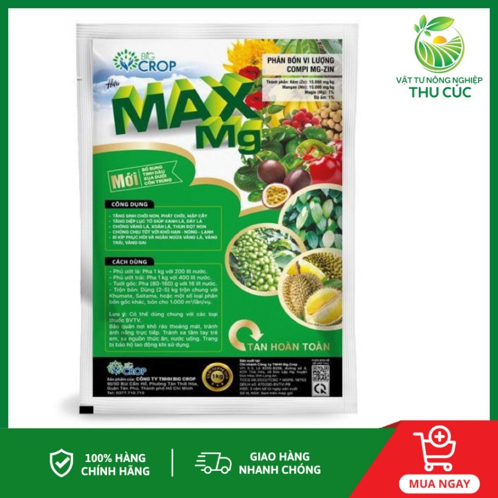 Max Mg, Phân Bón Vi Lượng Compi Mg-Zin, Xanh Cây, Dày Lá, Phát Đọt, Mập Cây