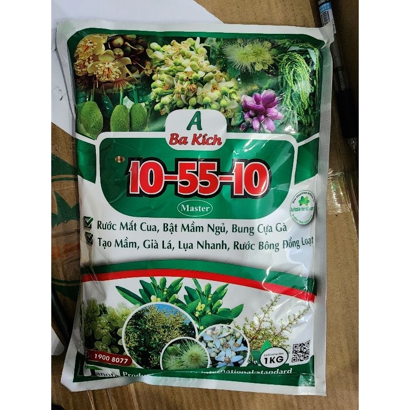 Phân A Ba Kích 10-55-10 + TE Kích Mầm Hoa Mạnh, Ra Hoa Đồng Loạt (1kg)