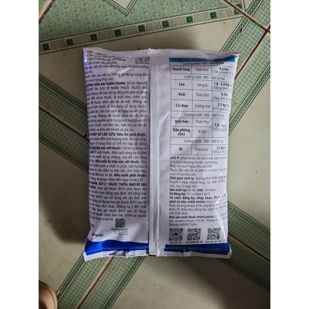 Mancozeb xanh UPL 1Kg  (Unizeb M-45) Bột cực mịn,tan cực xịn