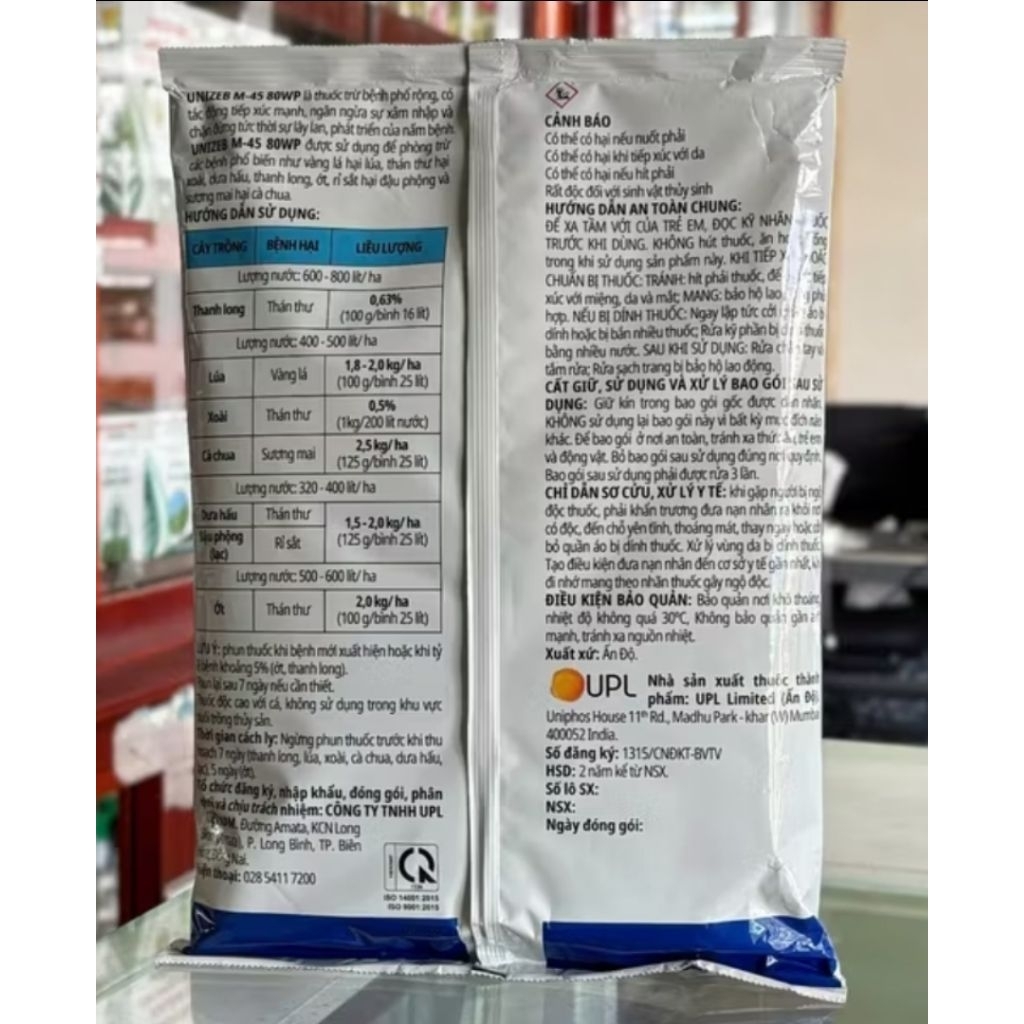 Mancozeb xanh UPL 1Kg  (Unizeb M-45) Bột cực mịn,tan cực xịn