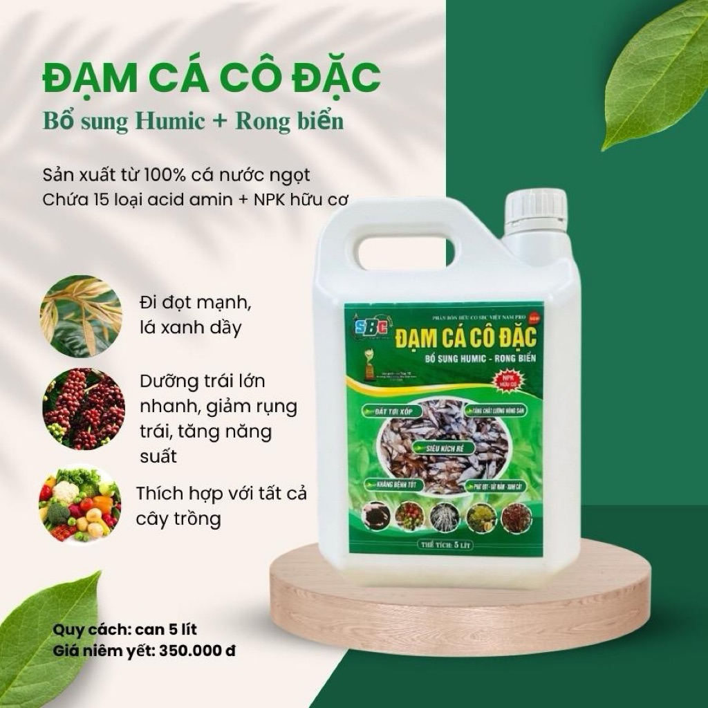 Đạm Cá Cô Đặc SBC Can 5L – Bổ Sung Humic & Rong Biển Cho Cây Trồng