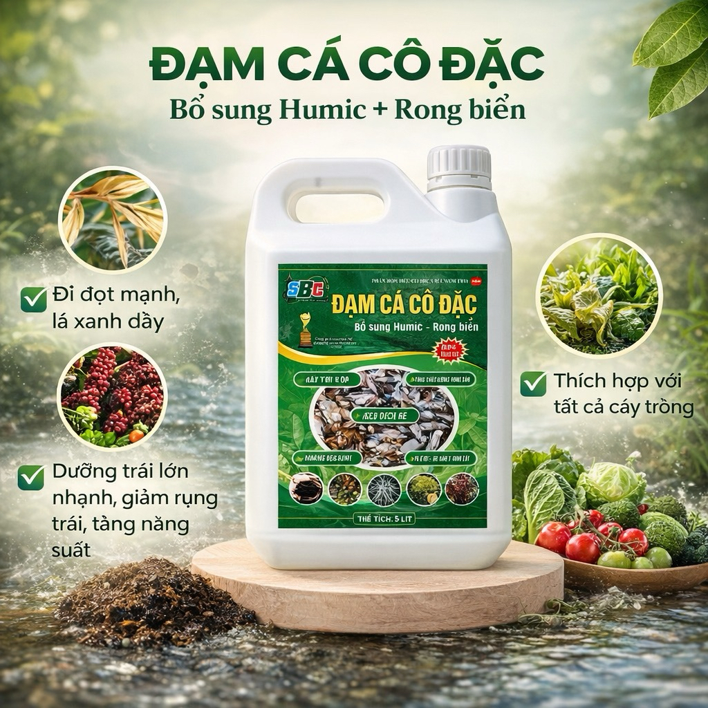 Đạm Cá Cô Đặc SBC Can 5L – Bổ Sung Humic & Rong Biển Cho Cây Trồng