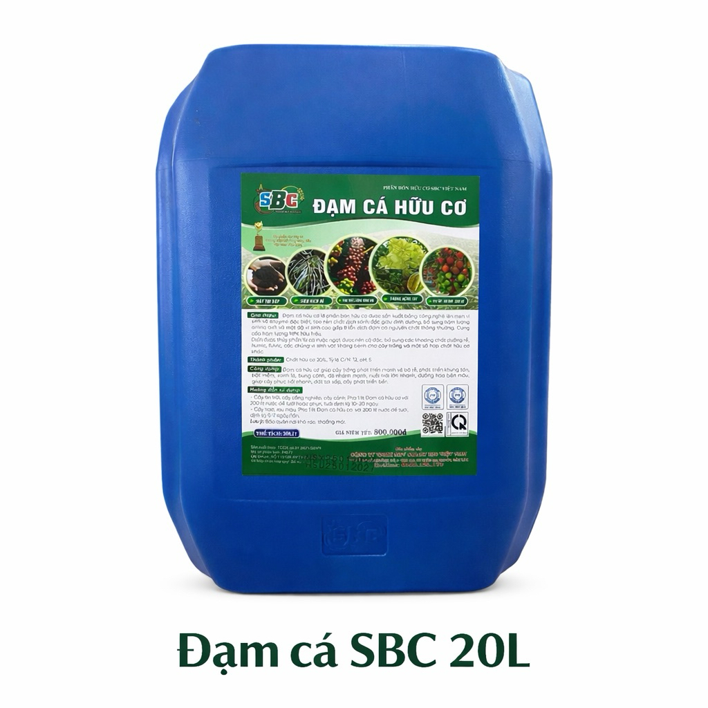 Đạm Cá Hữu Cơ SBC 20L – Kích Rễ Mạnh, Bật Mầm Nhanh, Xanh Cây, Nuôi Trái