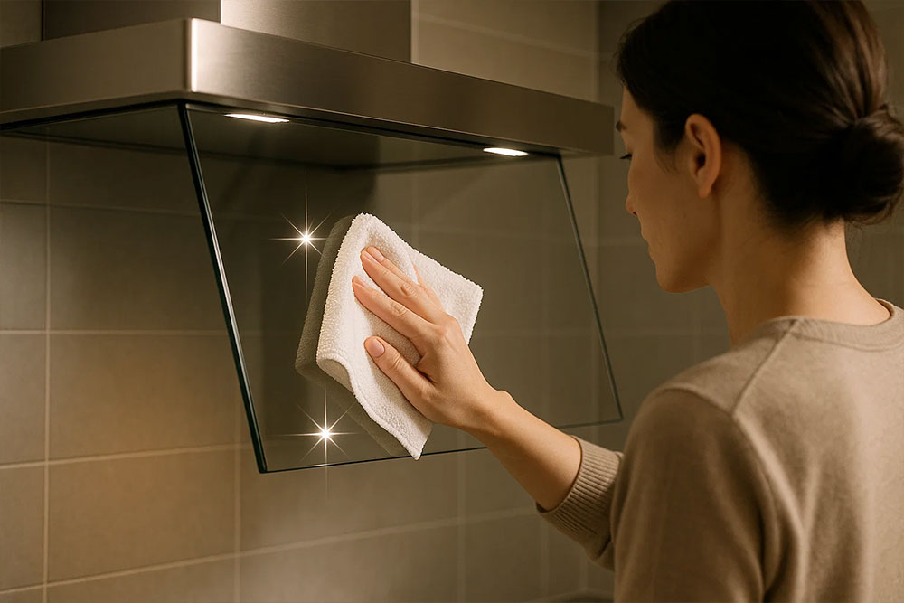 Lau mặt kính máy hút mùi bằng khăn microfiber mềm