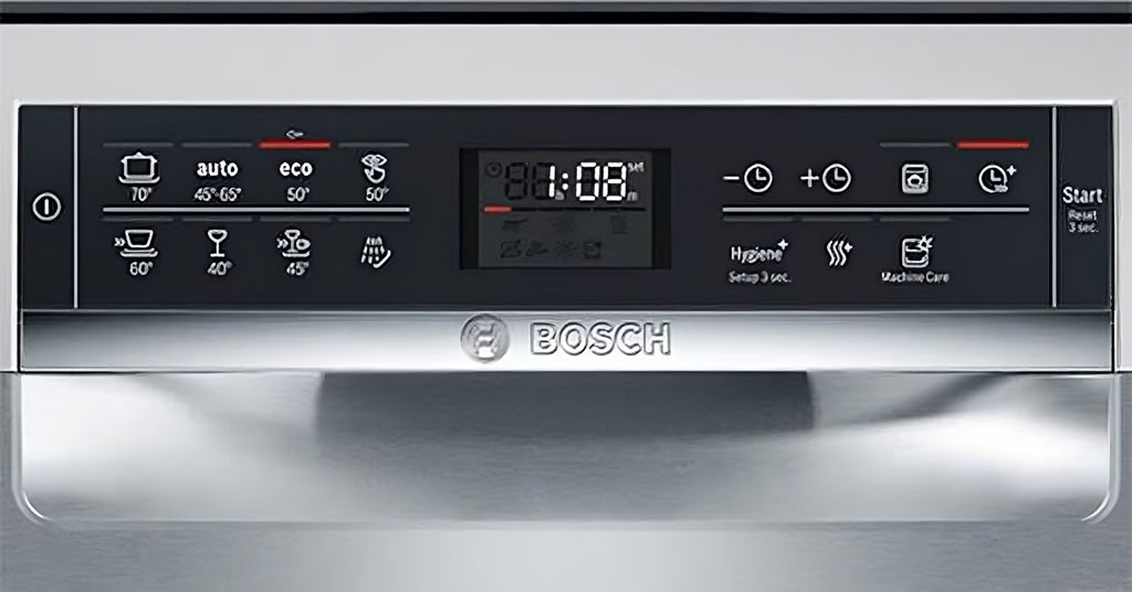 Bảng điều khiển điện tử máy Bosch với nhiều chế độ rửa