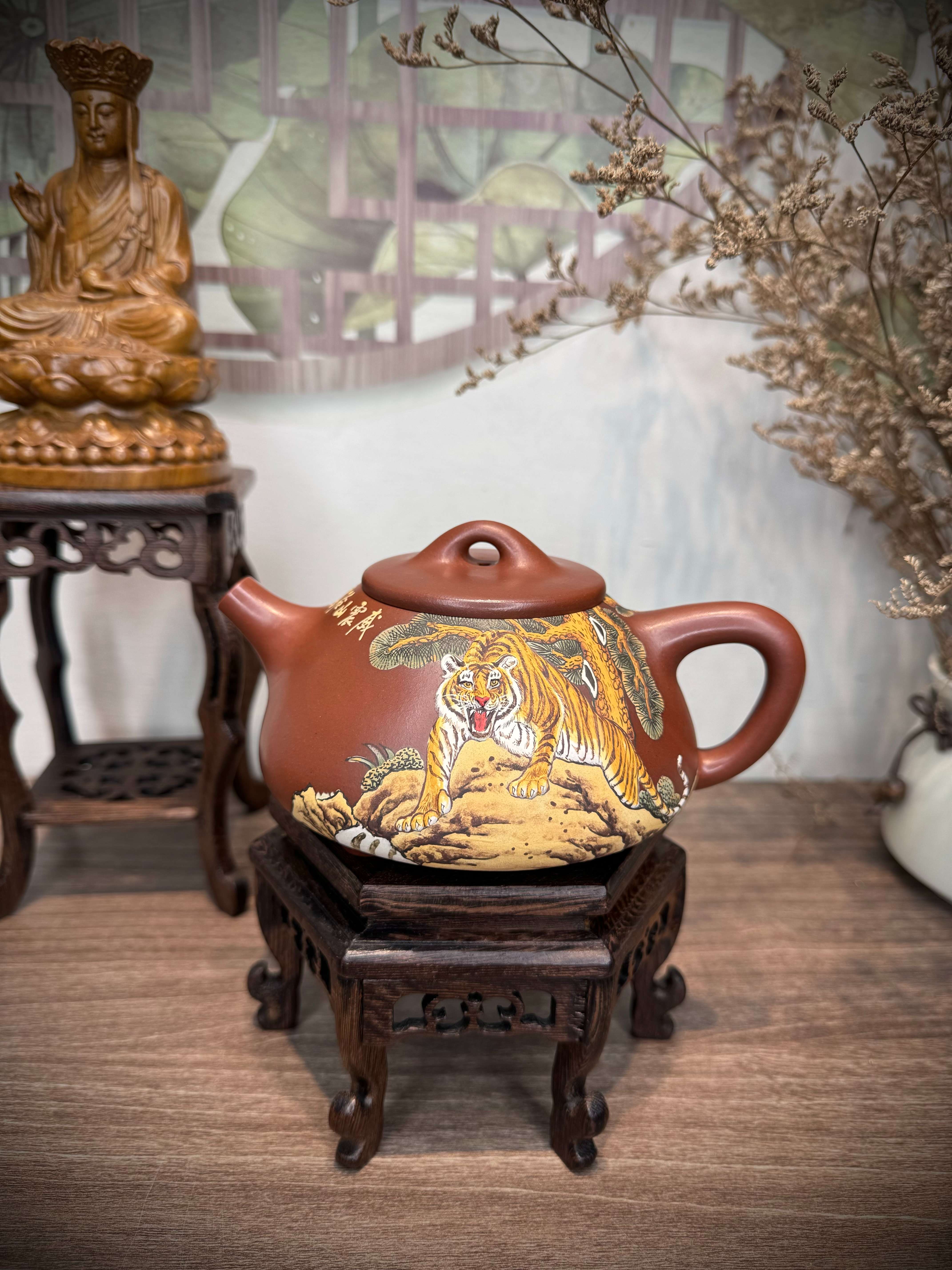 Ấm Thạch Biều - Hàng Thủ Công - NN Trương Tiểu Lĩnh - Chất Đất Đáy Tào Thanh - Lỗ Thoát: 14 lỗ - 420ml