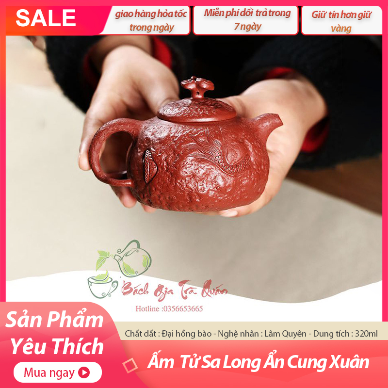 Ấm ẩn long cung xuân - đại hồng bào - Lâm Quyên - 320ml - 9 lỗ