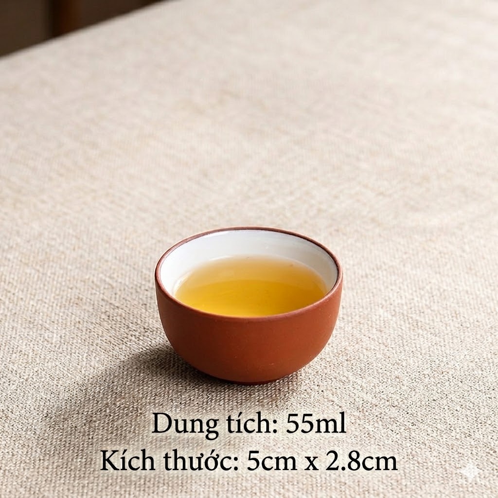 Chén gốm  lòng trắng 55ml