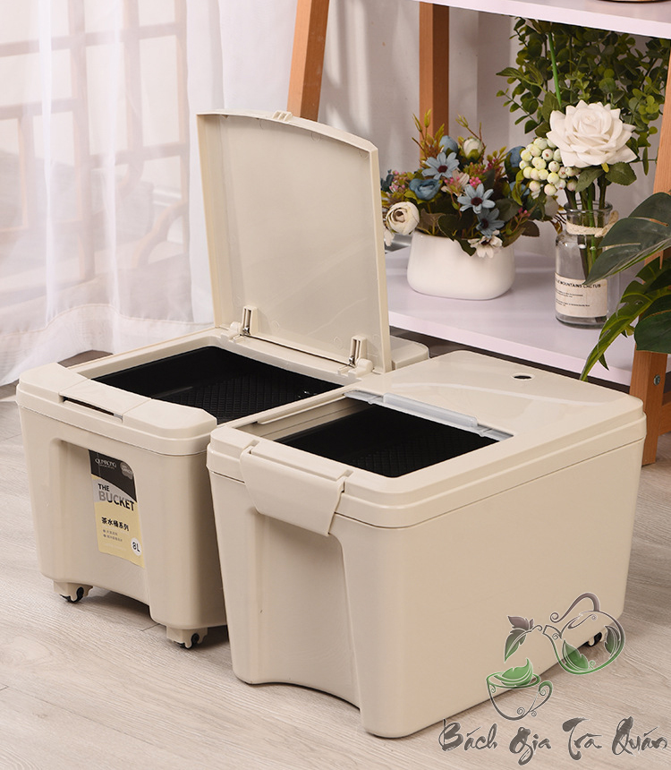 Xô trà thải nắp lò xo - 6.5L - Tặng kèm dây thoát