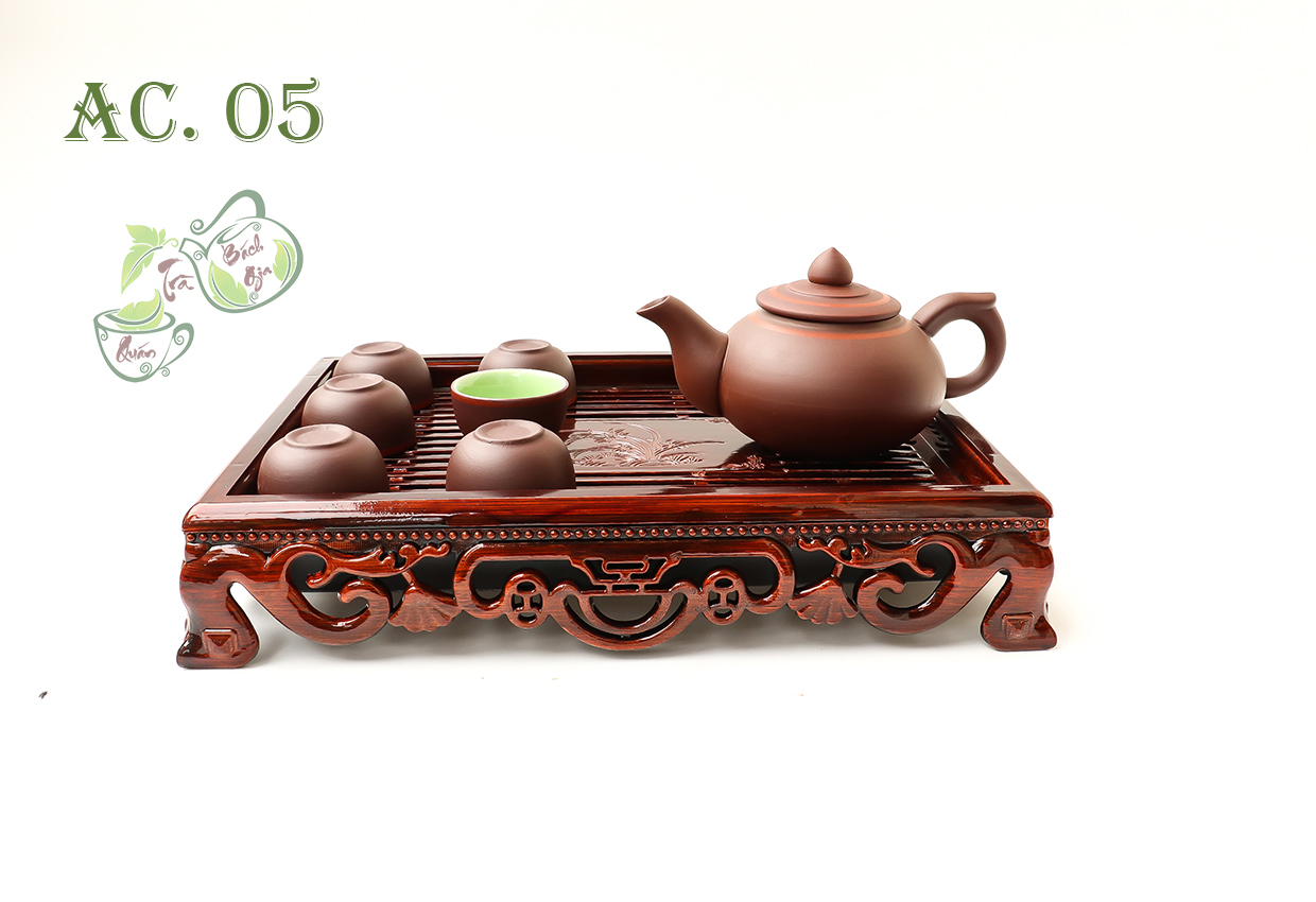 Bộ ấm chén bát tràng - trơn nâu - 250ml