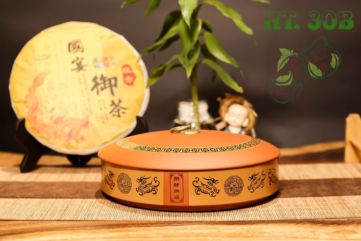 Hũ Trà Phổ Nhĩ Kèm Ngăn Chứa - Kỳ Lân- HT30B