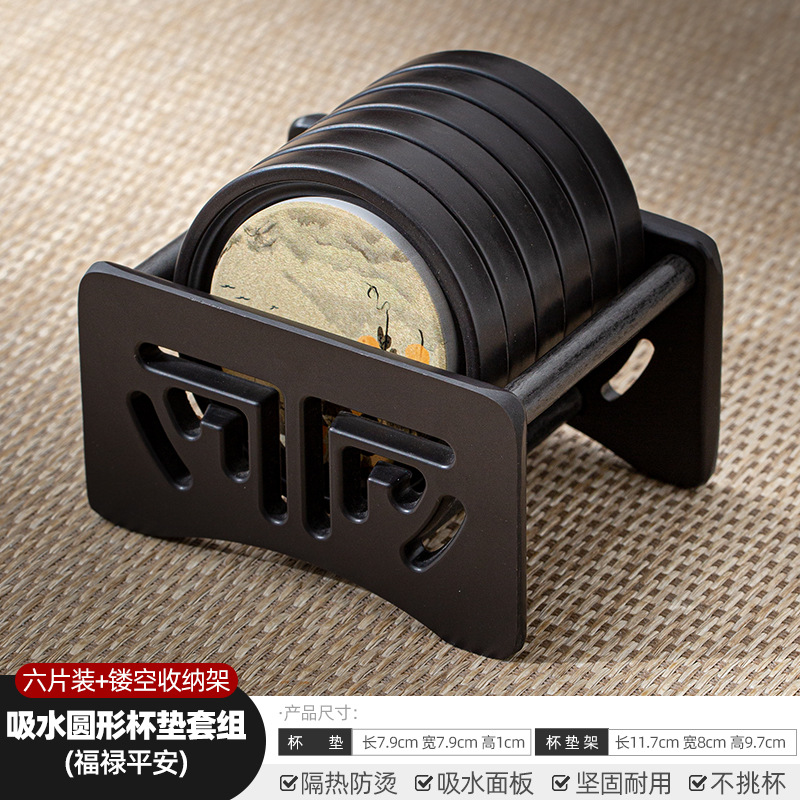 Đế chén phíp - bộ 6 cái kèm đế - KT: 7.5cm - hoạ tiết: Quả bầu
