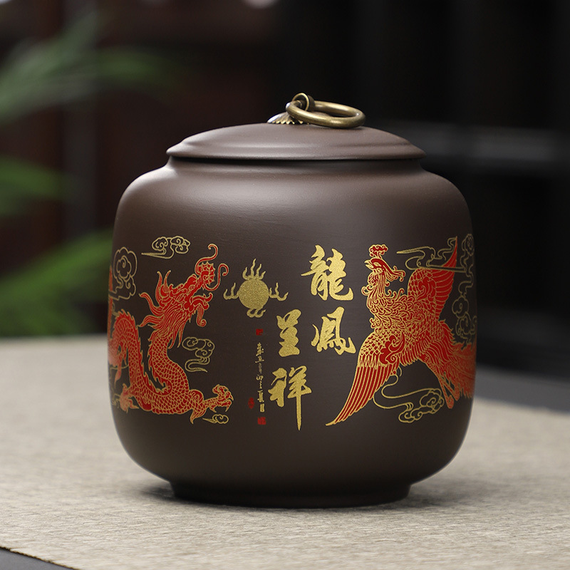 Hũ trà gốm tử sa đen - KT: 11.5*12cm - Dung tích 750ml