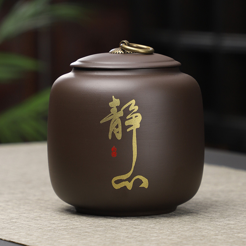 Hũ trà gốm tử sa đen - KT: 11.5*12cm - Dung tích 750ml
