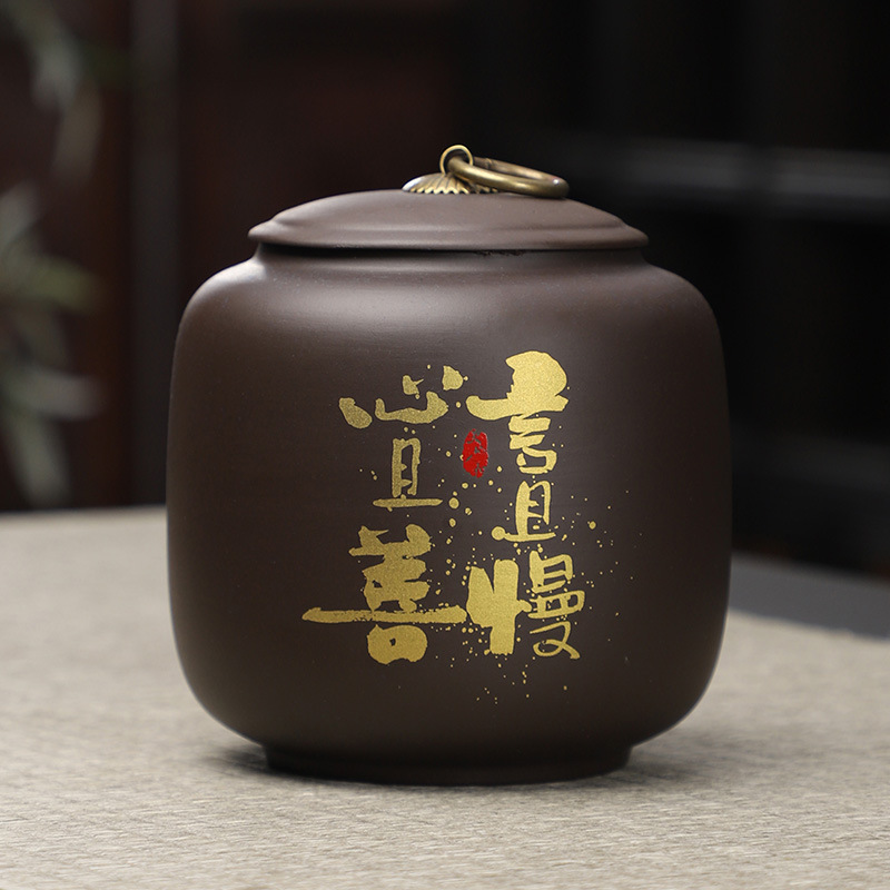 Hũ trà gốm tử sa đen - KT: 11.5*12cm - Dung tích 750ml