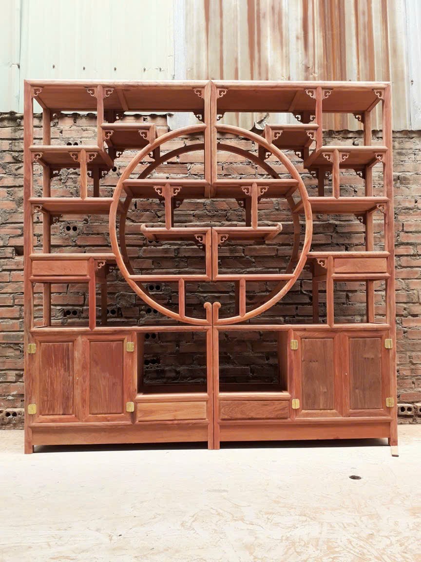 Kệ trưng bày gỗ hương lào - tủ ghép 2 kệ - KT 1 kệ : 200*100*32.7cm ( Giá mộc , hoàn thiện thêm 2tr )