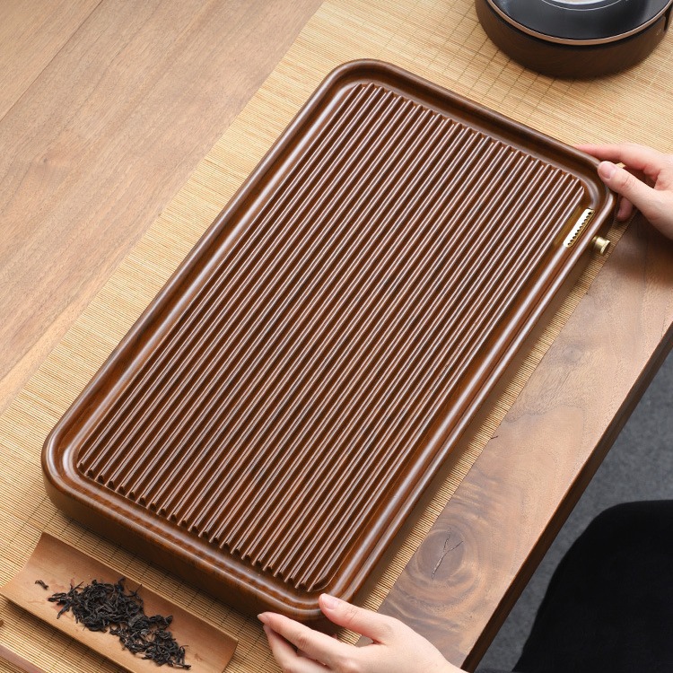 Khay trà bakelite màu gỗ óc chó