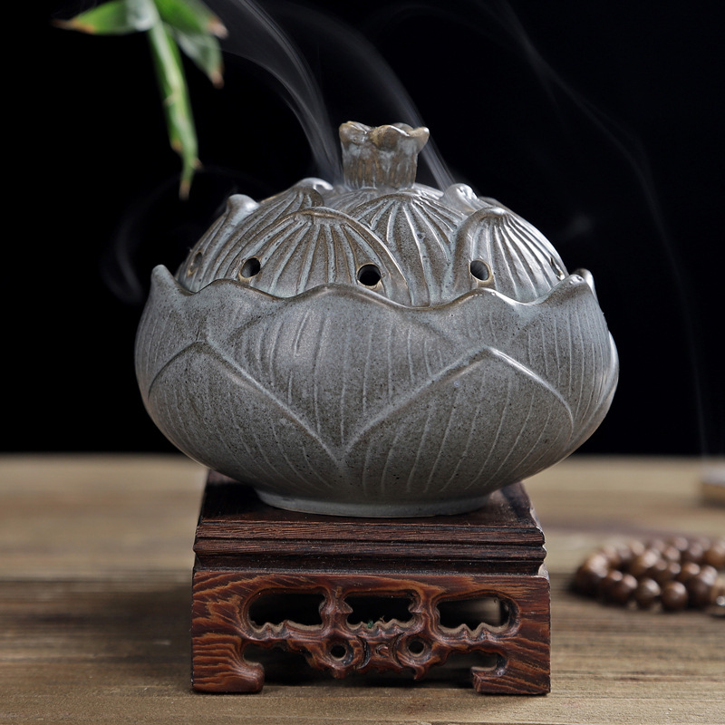 Lư xông trầm gốm + Hợp kim kèm bông chống cháy