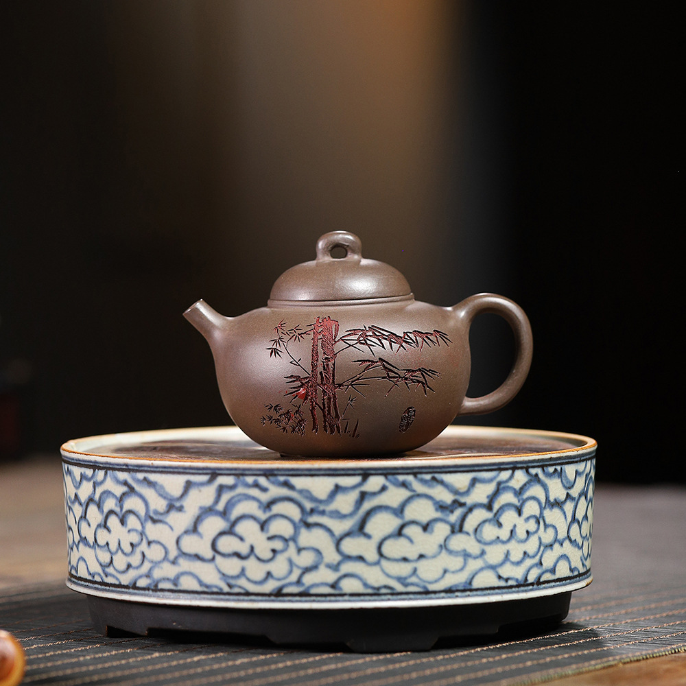 Ấm Thuý Trúc Hồ - Nguyên Khoáng Thanh Khôi Đoạn Nê - NN Từ Phương Hoài - Dung tích 180ml - KT: 4.1*7.5*11.7cm - Nội suy khổng