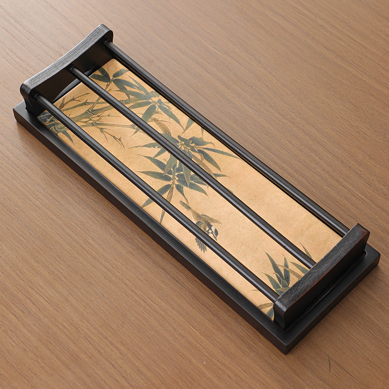 Gác chén tre tích hợp khay nhiều họa tiết KT 34.5*12*2cm - Gác chén 32*10.2*4cm