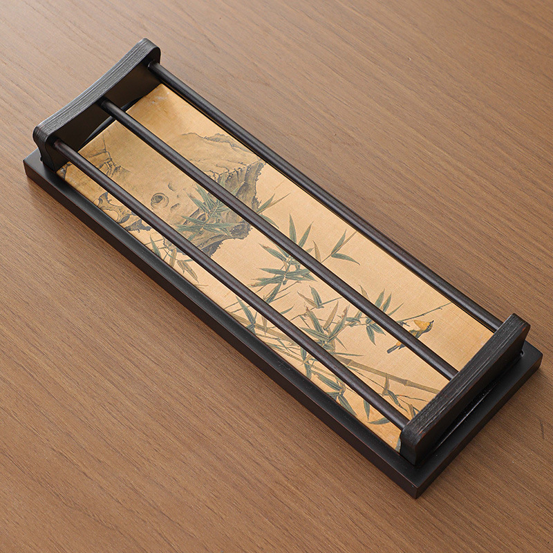 Gác chén tre tích hợp khay nhiều họa tiết KT 34.5*12*2cm - Gác chén 32*10.2*4cm