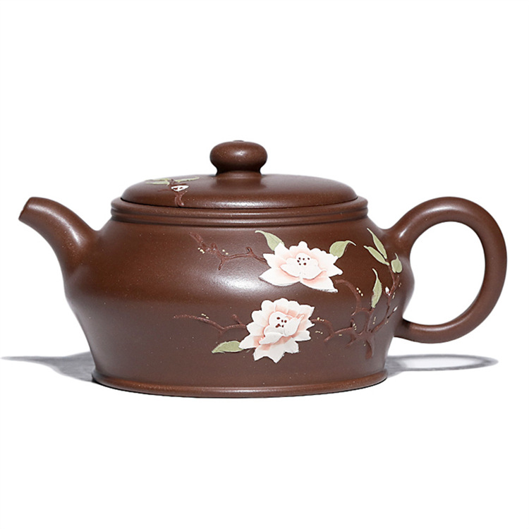 Ấm mãn châu - Văn cách da nê - Thực Lực Phái - [Dung tích] 250cc  [Kích thước] Chiều dài 14cm Chiều cao 7cm Đường kính 6cm - lỗ thoát nội suy khổng