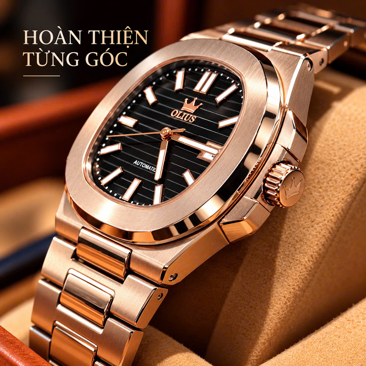 Đồng Hồ Nam Cao Cấp Olius - Đồng Hồ Cơ kính Sapphire 40mm, Máy Nhật MIYOTA, Thép không gỉ 316L đúc đặc, Chống nước 10atm