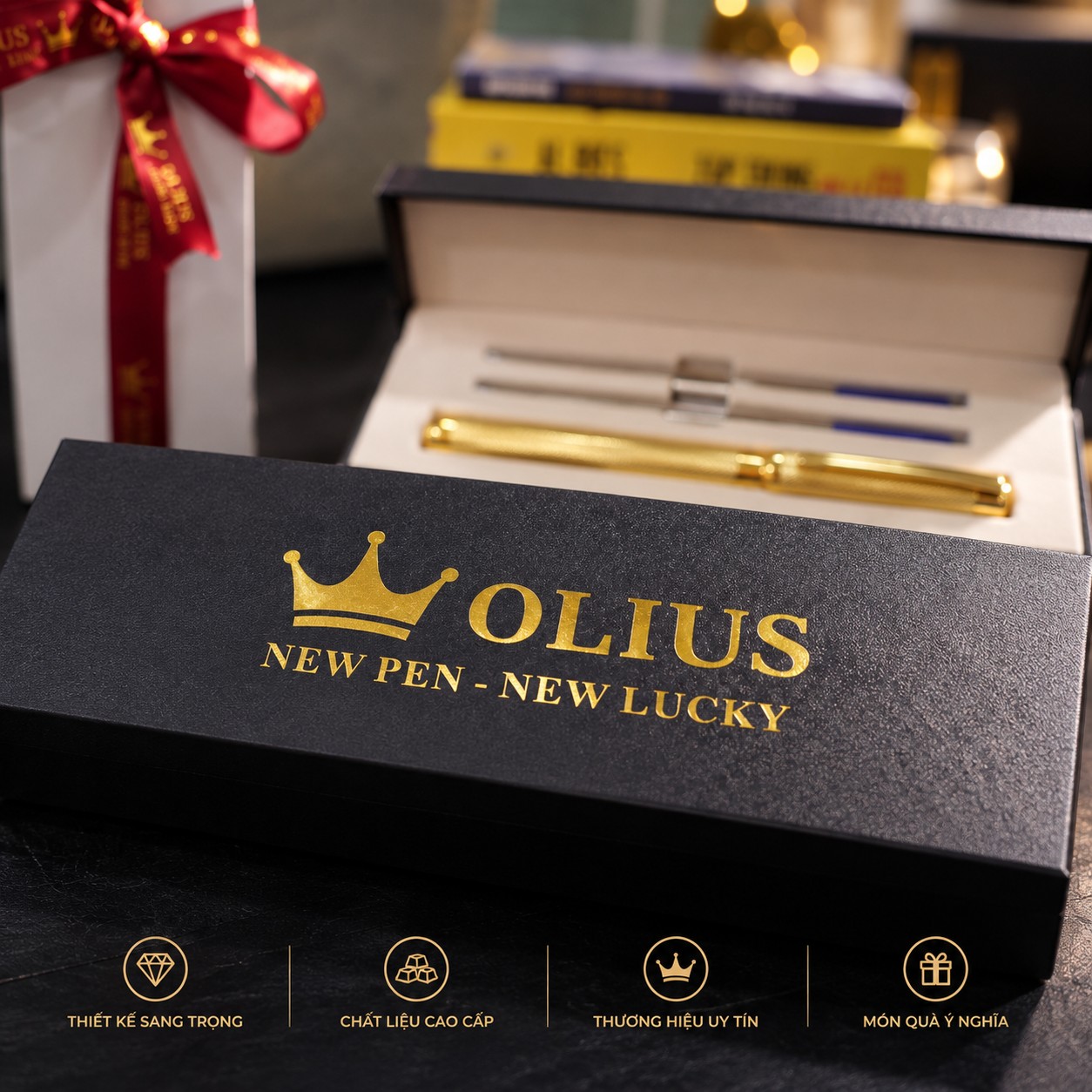 Bút Đồng OLIUS Cao Cấp từ Đồng Brass Nguyên Khối  - Bút Ký cho Doanh Nhân, thiết kể Sang trọng, Ngòi Tungsten siêu bền