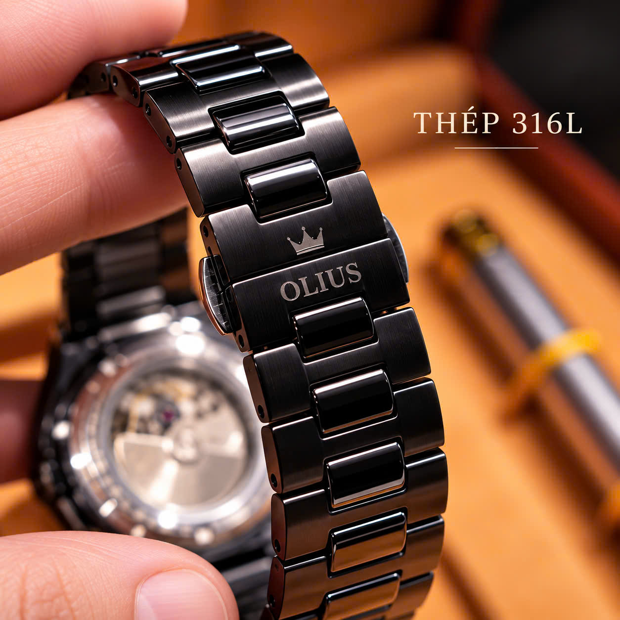Đồng Hồ Nam Cao Cấp Olius - Đồng Hồ Cơ kính Sapphire 40mm, Máy Nhật MIYOTA, Thép không gỉ 316L đúc đặc, Chống nước 10atm