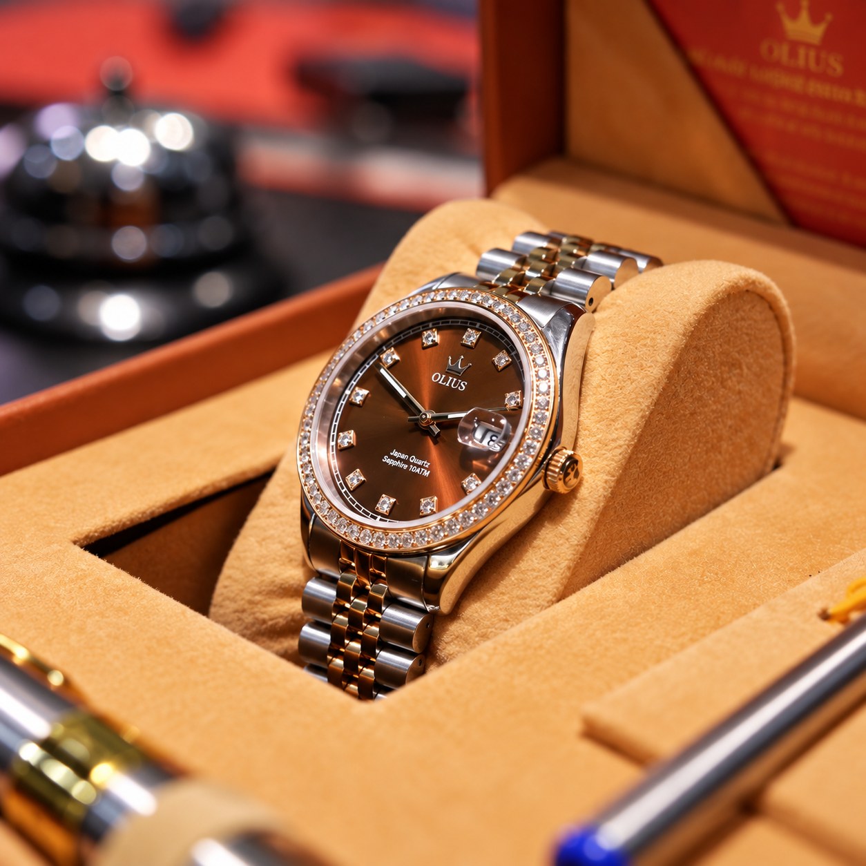 Đồng Hồ Pin OLIUS Nữ Chính Hãng - Máy Nhật, Mặt Kính Sapphire 31ml, Làm Từ Thép Không Gỉ Cao Cấp 316L đúc đặc, 10atm