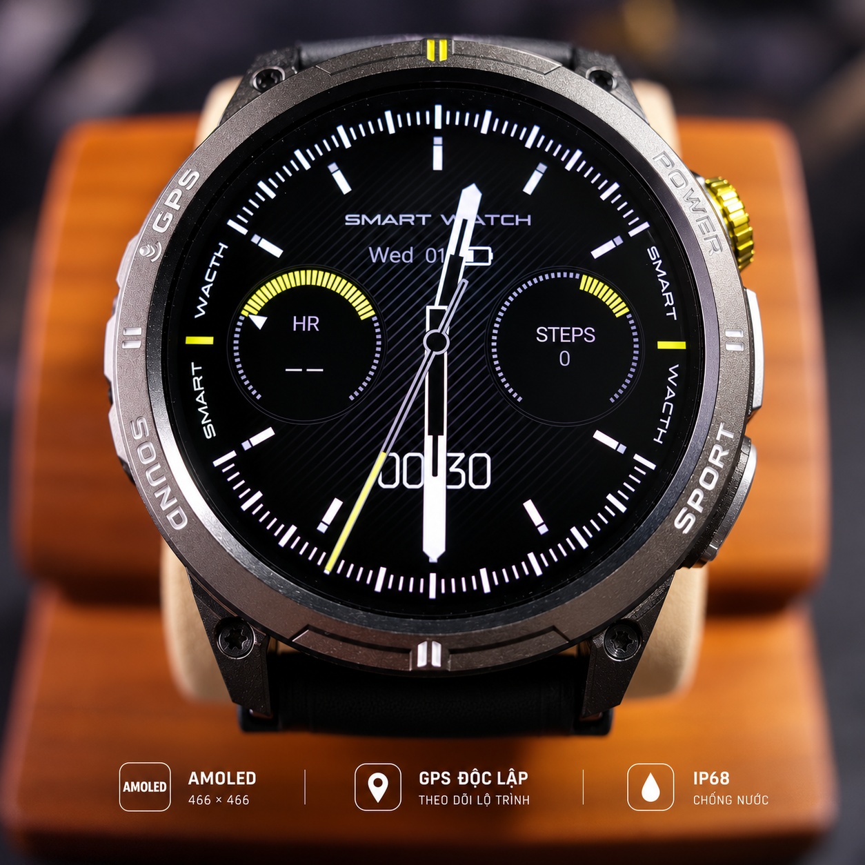 Đồng Hồ Thông Minh Nam OLIUS Smart Watch - Màn AMOLED 46mm, Chông Nước, Chống Bụi, GPS độc lập