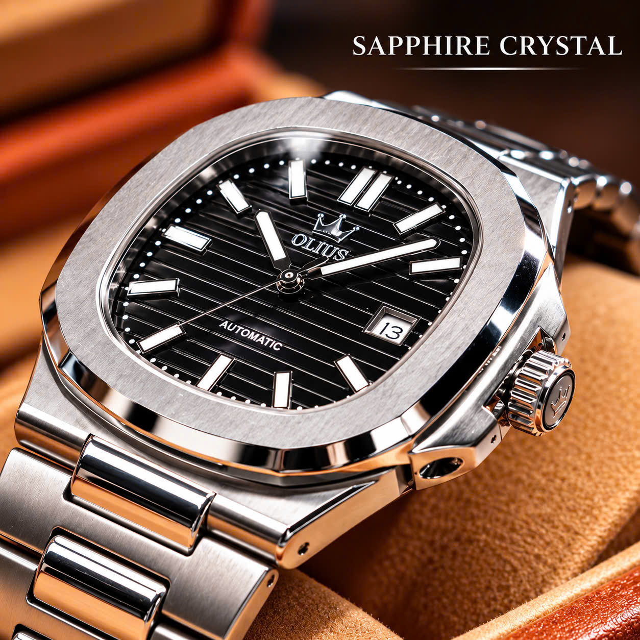 Đồng Hồ Nam Cao Cấp Olius - Đồng Hồ Cơ kính Sapphire 40mm, Máy Nhật MIYOTA, Thép không gỉ 316L đúc đặc, Chống nước 10atm