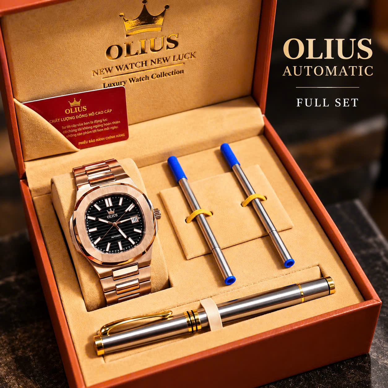 Đồng Hồ Nam Cao Cấp Olius - Đồng Hồ Cơ kính Sapphire 40mm, Máy Nhật MIYOTA, Thép không gỉ 316L đúc đặc, Chống nước 10atm