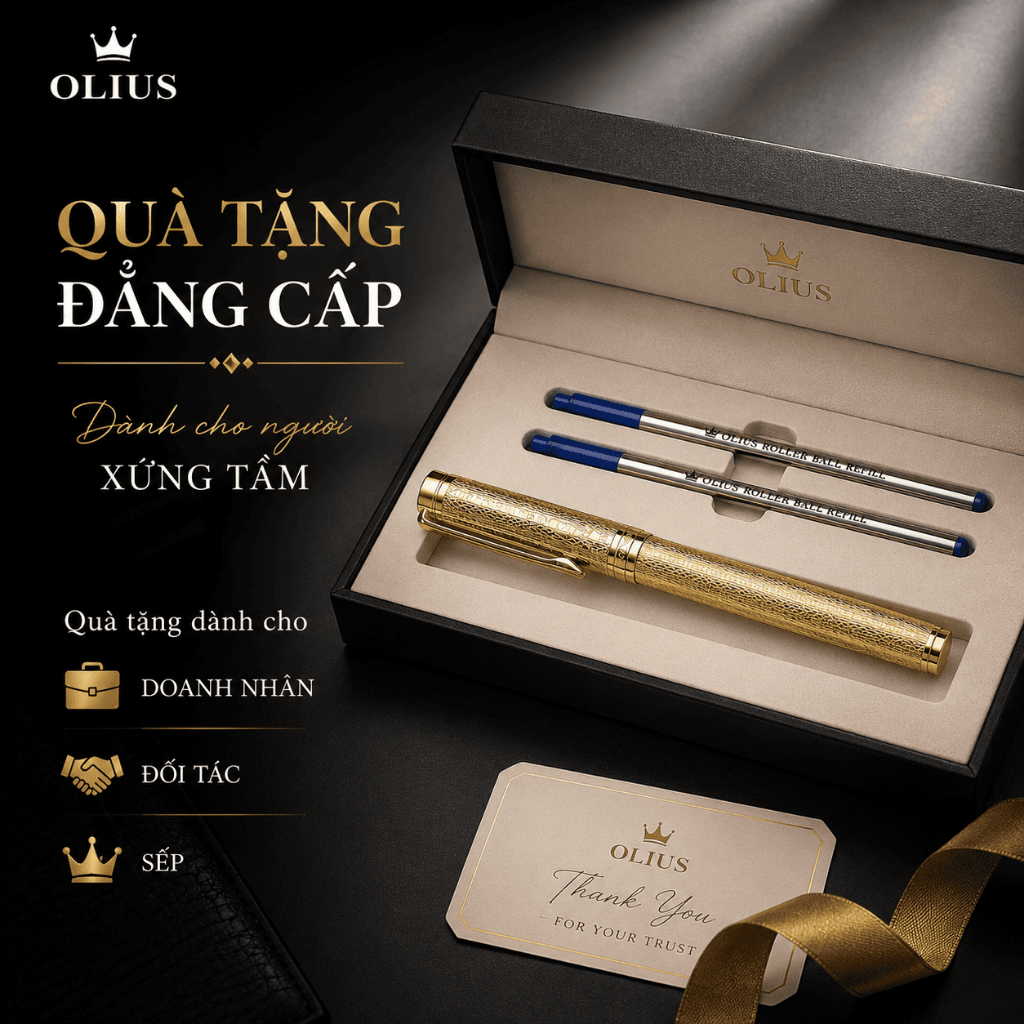 Bút Đồng, Bút Thép OLIUS Cao Cấp từ Đồng Brass Nguyên Khối  - Bút Ký cho Doanh Nhân, thiết kể Sang trọng