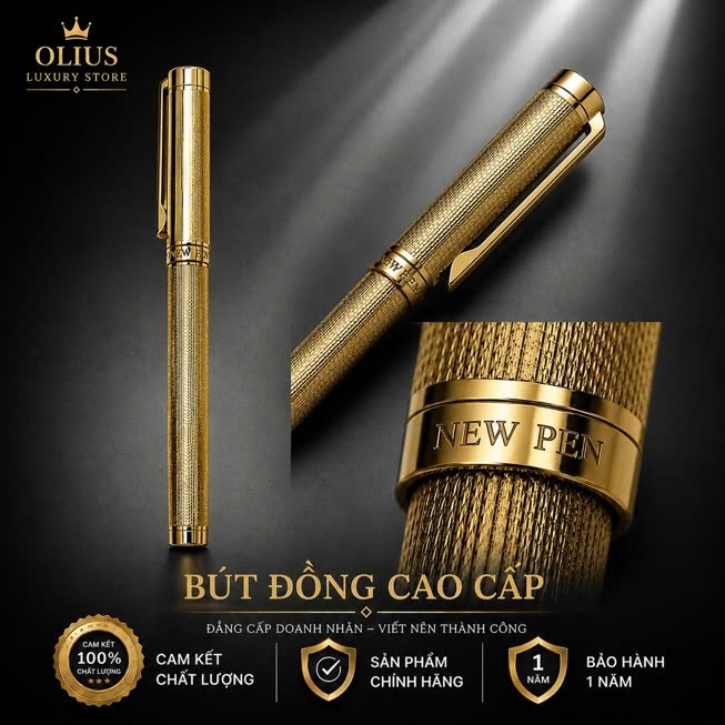 Bút Đồng, Bút Thép OLIUS Cao Cấp từ Đồng Brass Nguyên Khối  - Bút Ký cho Doanh Nhân, thiết kể Sang trọng