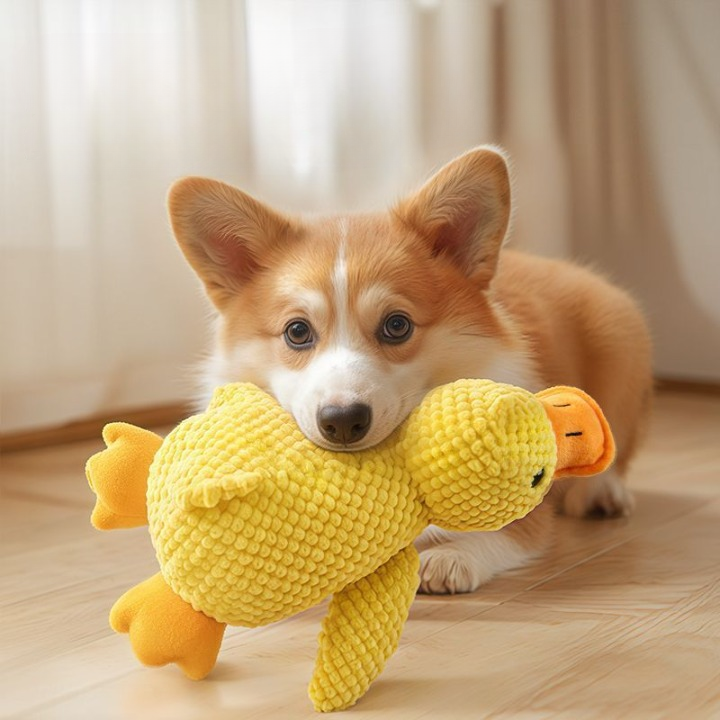 Đồ chơi cho chó nhồi bông con vịt vàng phát ra âm thanh vui nhộn
