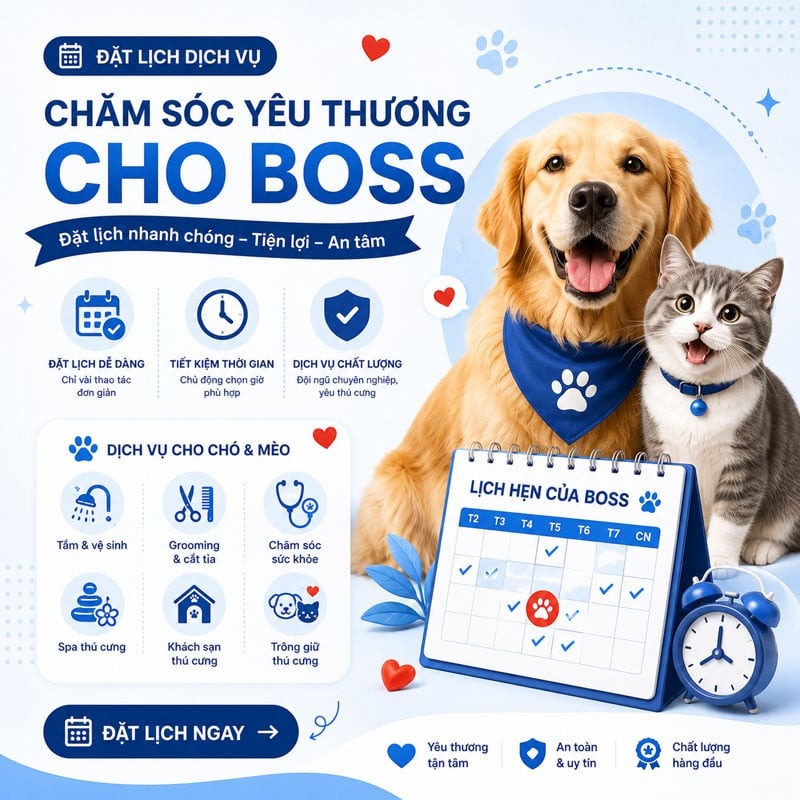 Đặt lịch chăm sóc thú cưng