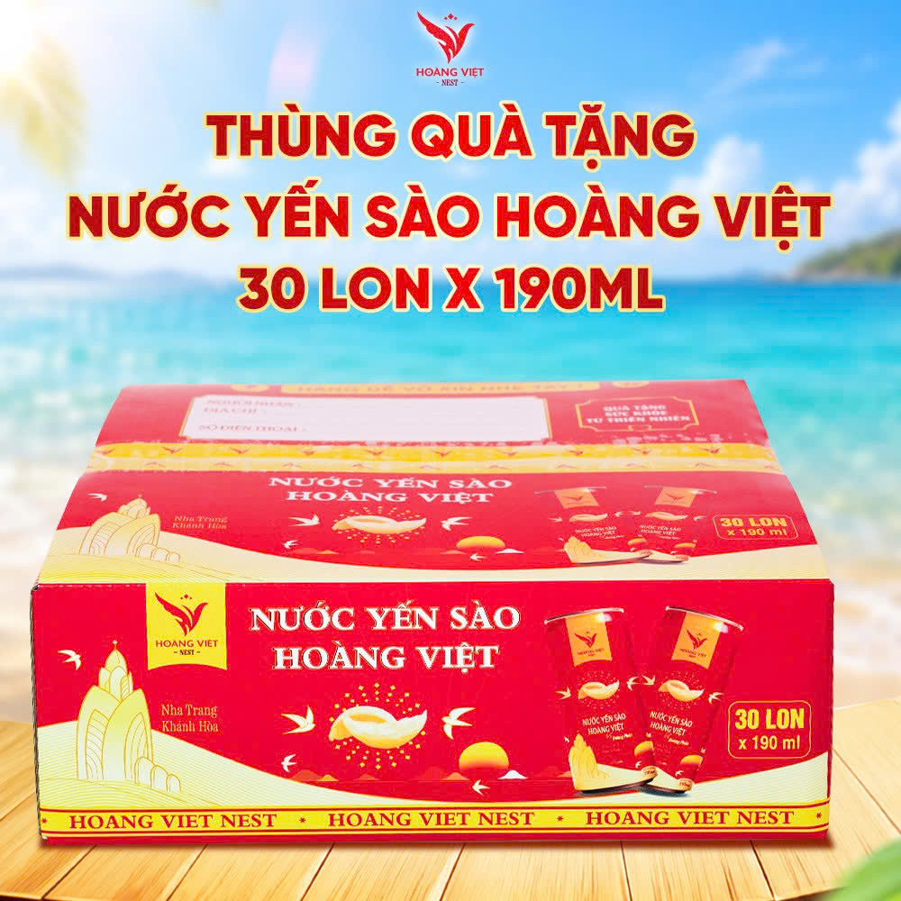 THÙNG QUÀ TẶNG 30 LON NƯỚC YẾN SÀO HOÀNG VIỆT 190ML