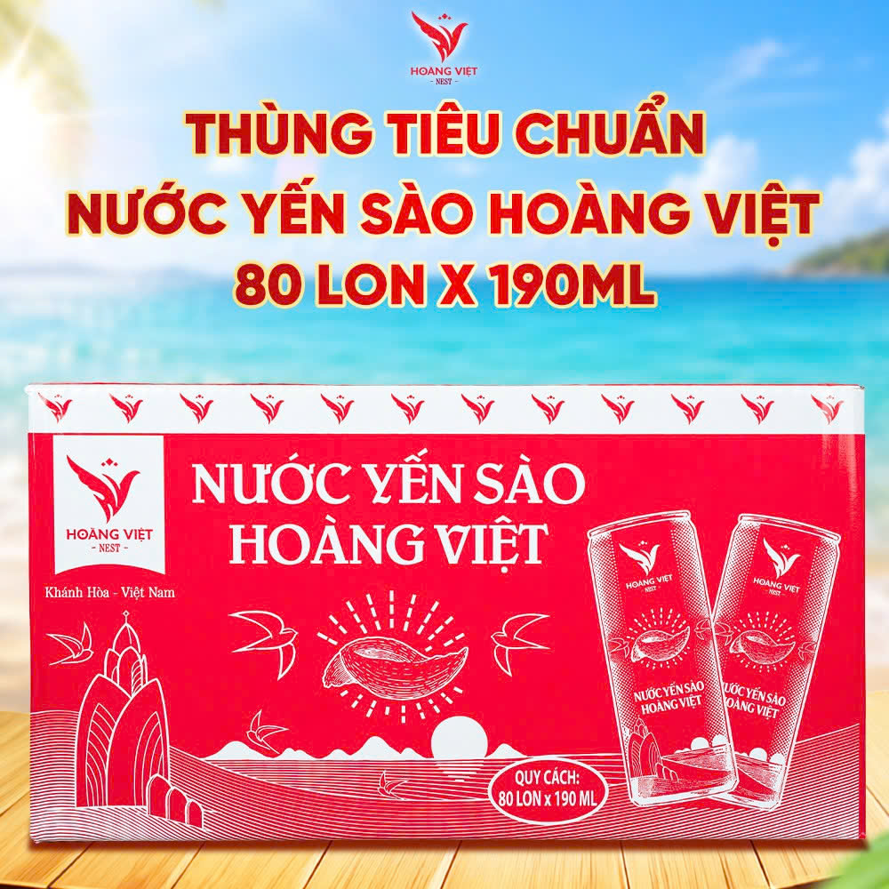 THÙNG TIÊU CHUẨN 80 LON NƯỚC YẾN SÀO HOÀNG VIỆT 190ML