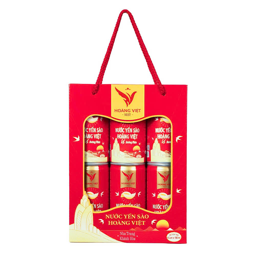 Set quà tặng 06 lon nước yến sào Hoàng Việt 190ml