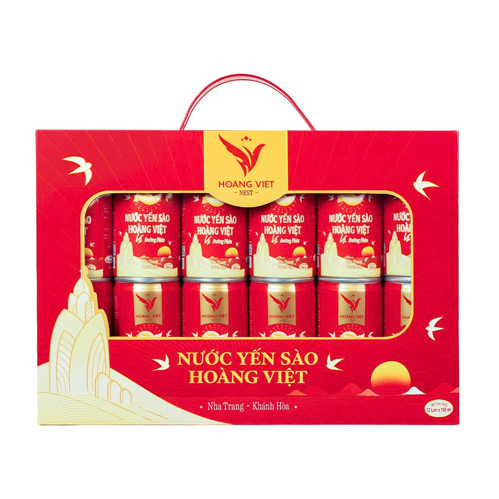 Set quà tặng 12 lon nước yến sào Hoàng Việt 190ml