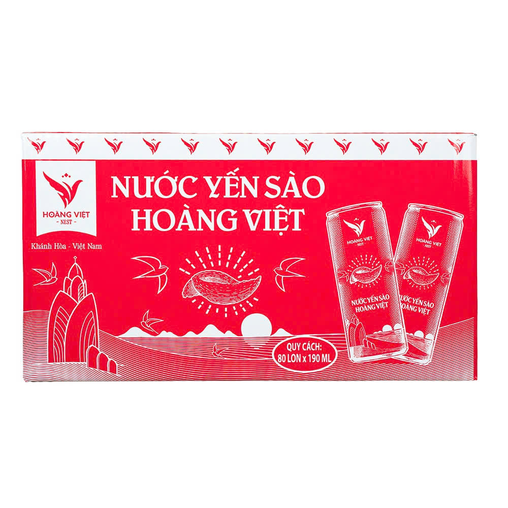 Thùng tiêu chuẩn 80 lon nước yến sào Hoàng Việt 190ml