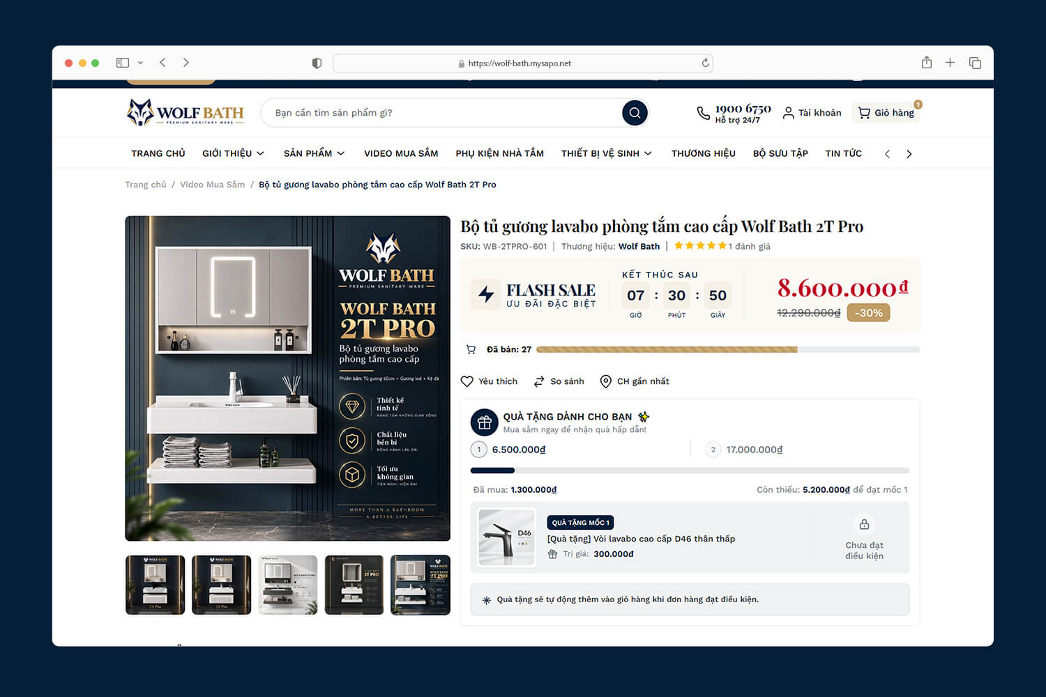 Ưu đãi đặc biệt, và hiển thị đã nhận được quà tặng khi mua đủ giá trị đơn hàng