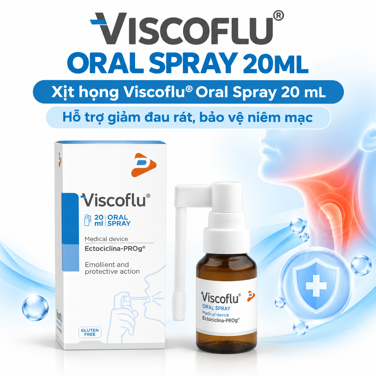 Xịt họng VISCOFLU® ORAL SPRAY 20ML  - Hỗ trợ giảm đau rát, bảo vệ niêm mạc 20ml
