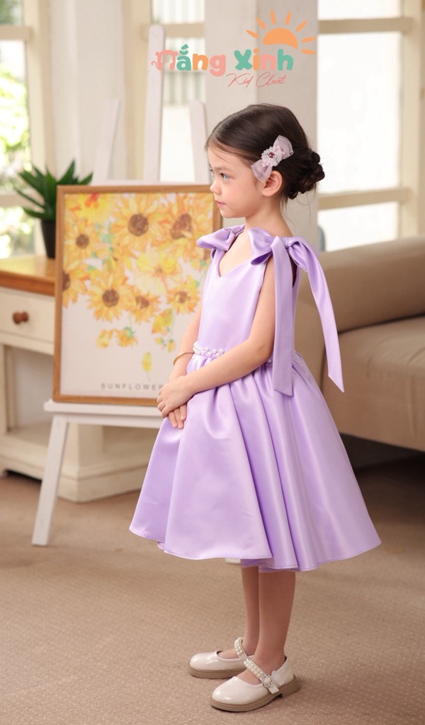 Đầm Violet - Đầm cổ tim nơ vai