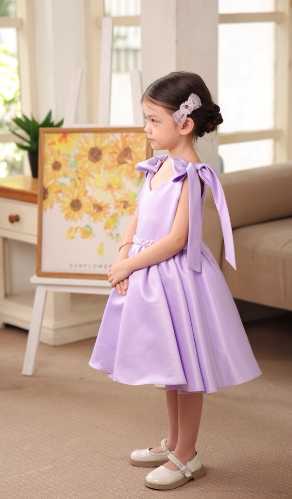 Đầm Violet - Đầm cổ tim nơ vai