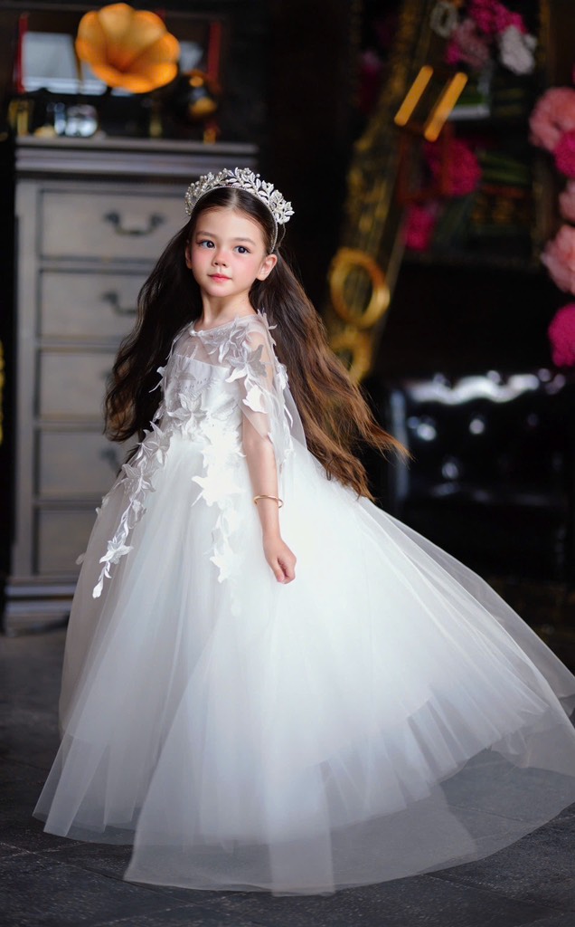 Đầm Iris - Đầm hoa diên vỹ kèm áo choàng