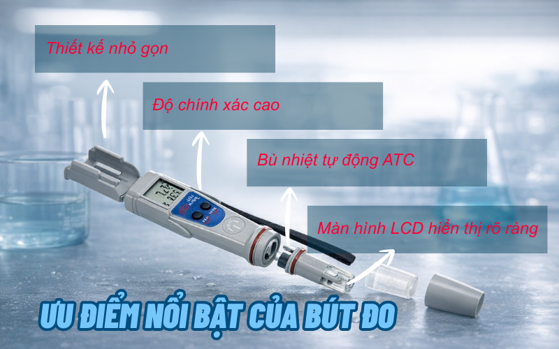 Bút đo pH, ORP (Oxy hóa khử) Model: AD14 Hãng SX: Adwa – Hungary