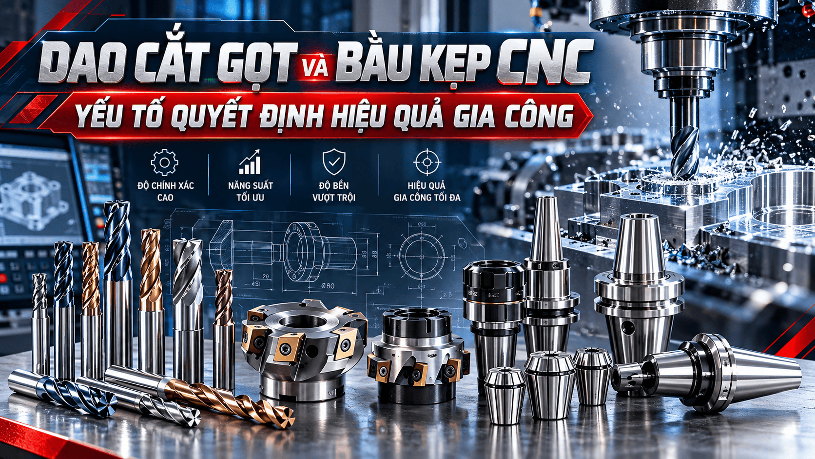 DAO CẮT GỌT VÀ BẦU KẸP CNC – YẾU TỐ QUYẾT ĐỊNH HIỆU QUẢ GIA CÔNG