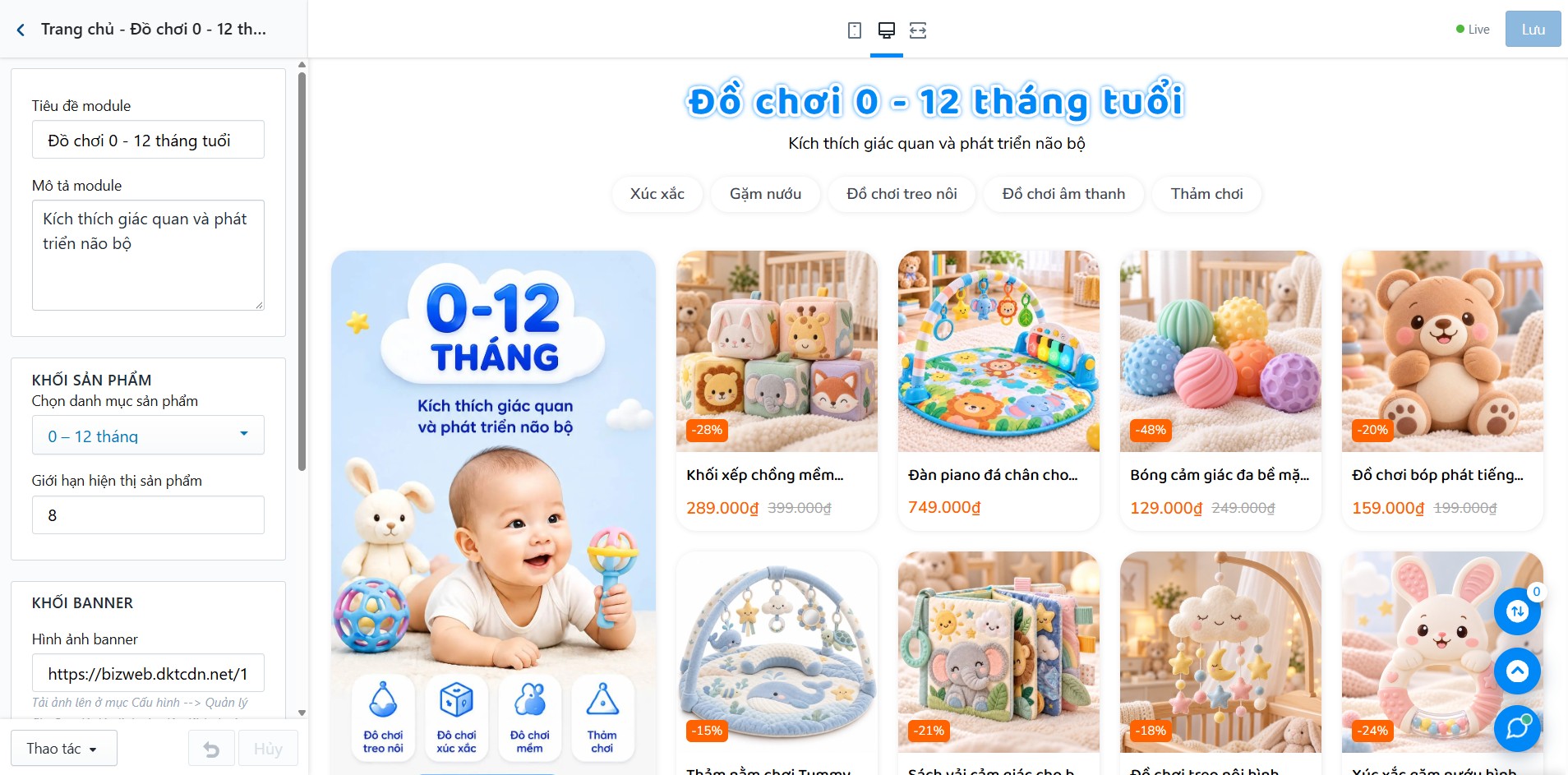 Block Đồ chơi 0 - 12 tháng tuổi trong Tùy chỉnh Giao diện